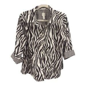 Chico's Animal Print Button Down Shirt | Size 3 (XL) | 100% Cotton